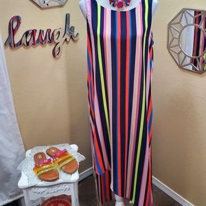 Project Runway Neon Striped Maxi Dress sz L
